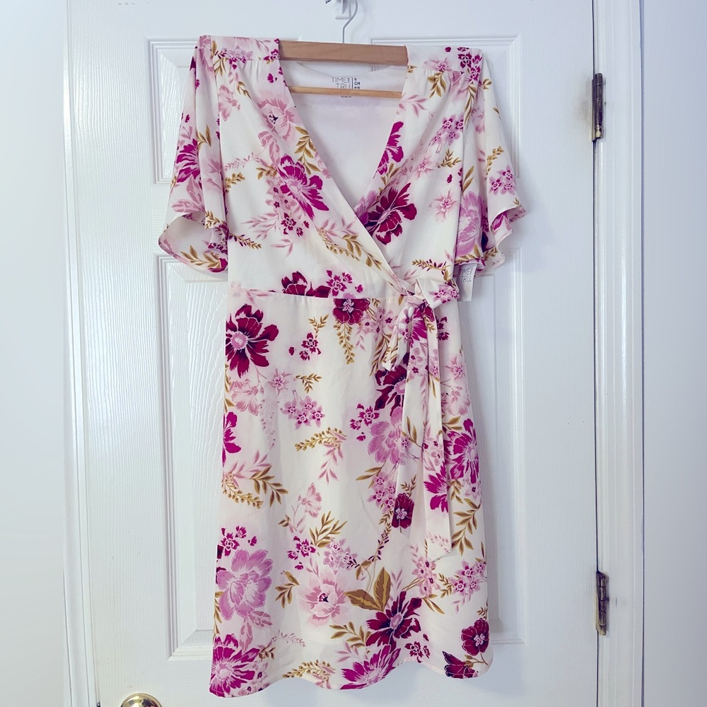 Pink, cream, and gold dress